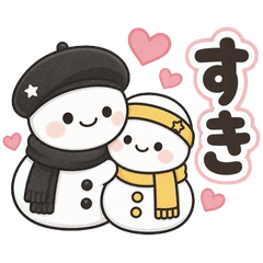 ベレー帽とバンダナの雪だるまさん