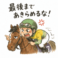 A jockey scolding a racehorse