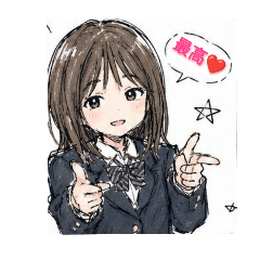 kawaii JK girl stamp