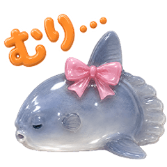 リボンの付いたマンボウのゆるいスタンプ