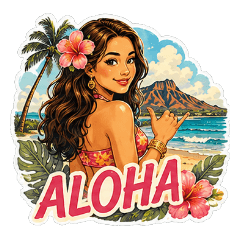 Aloha! Retro Hawaii Stickers