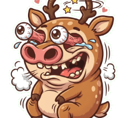 Playful SillyFaced Reindeer