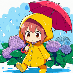 Rainy Day Stickers of a Little Girl