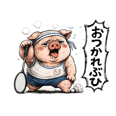 pig playing badminton