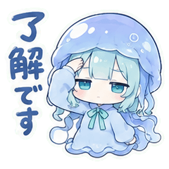 Sleepy Jellyfish Girl Stickers