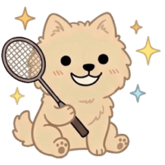 バドミントン☆犬１２(ポメラニアン)