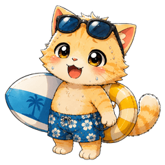 8月に使える♡ゆるにゃん猫スタンプvol1