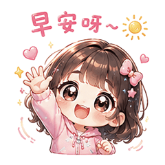 Cute chibi-style girl (daily stickers)-P