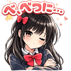 Black-Haired Tsundere & Her Cat