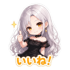 Elegant Silver Hair Girl Stickers 32