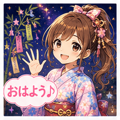 Tanabata Yukata Girl Stickers 24