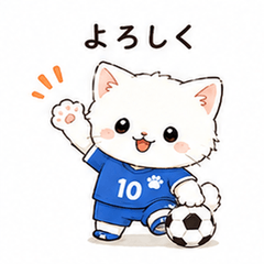 Fluffy White Cat Loves Soccer