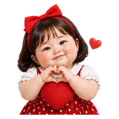 Red Bow Chubby Girl(No text)