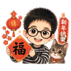 元元與球球的全年祝福