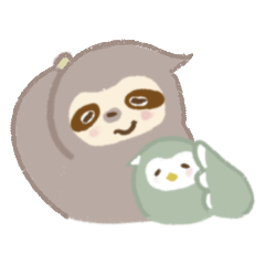 なまけもの&ふくろう 毎日使えるスタンプ