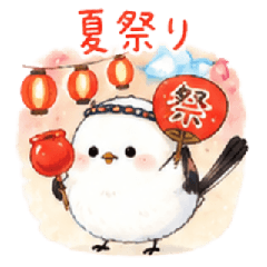 Summer-themed stickers :long tailed tit