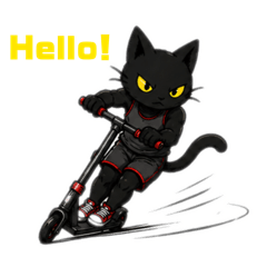 Black Cat Scooter Stickers