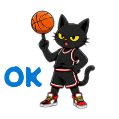 Black Cat Basketball Stickers