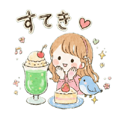Everyday-use cheerful girl stickers