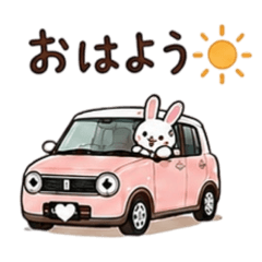 pink car cute stamp