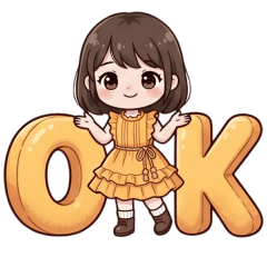 Big stickers of a girl in a yellow dress