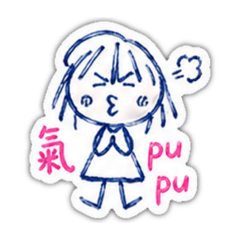 雪人的原子筆簡畫風格小女孩（日常用語篇）
