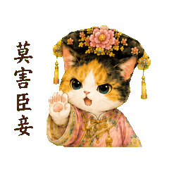 Qing Palace Cat Empress Stickers