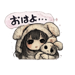 Sleepy Bunny Girl Everyday Stickers