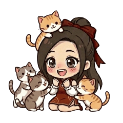 小陽的Q版貼圖5貓奴旗袍少女和她的貓咪主人