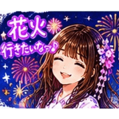 yukata girl stamp