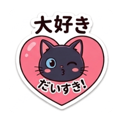 Cute Black Cat  Illustration Set