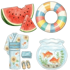 Summer Items Stickers: