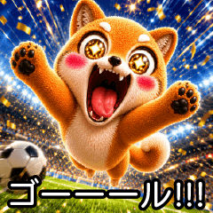 Shiba Inu cheering on soccer
