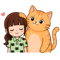 Tungmay with orange cat