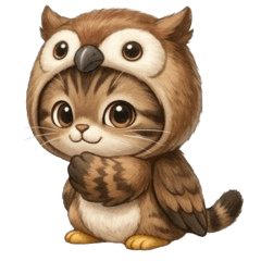 A cute cat dressed as an owl