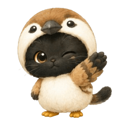 A cute cat dressed as a sparrow