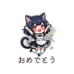 Chubby Cat Girl Stickers 40 Vol.1