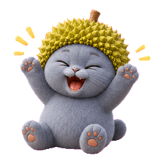 Blue Gray Durian Hat Cat Set5