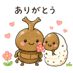 Cute parent-and-child beetle stickers