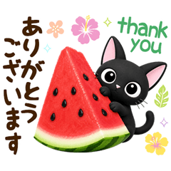 Thoughtful Black Cat Summer Stickers