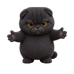 Grumpy Black Fold Cat R6 (No text)