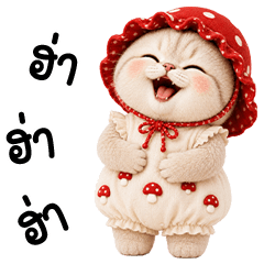 cute tabby cat in mushroom hat