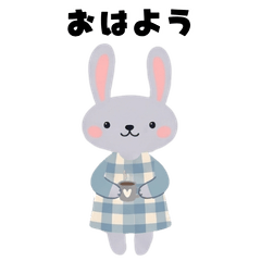 A rabbit wearing a cute checkered dress