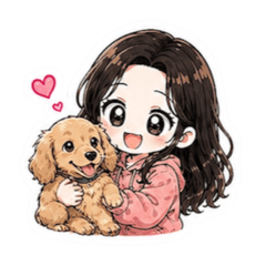 Cute girl with dogs.