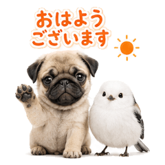 Pug & Snow Fairy Polite Stickers