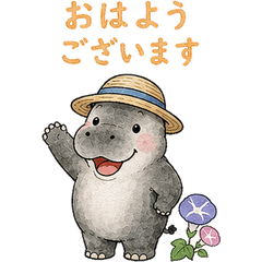 Cute Hippo Summer Daily Stickers