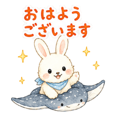 Rabbit Summer Sea Polite Stickers