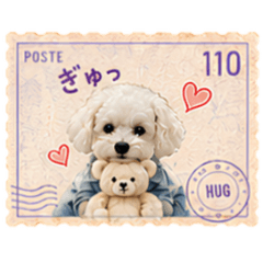 Retro White Toy Poodle Sta