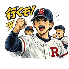 昭和っぽい絵の高校生野球マンガ風