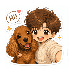 Handsome boy and the dog